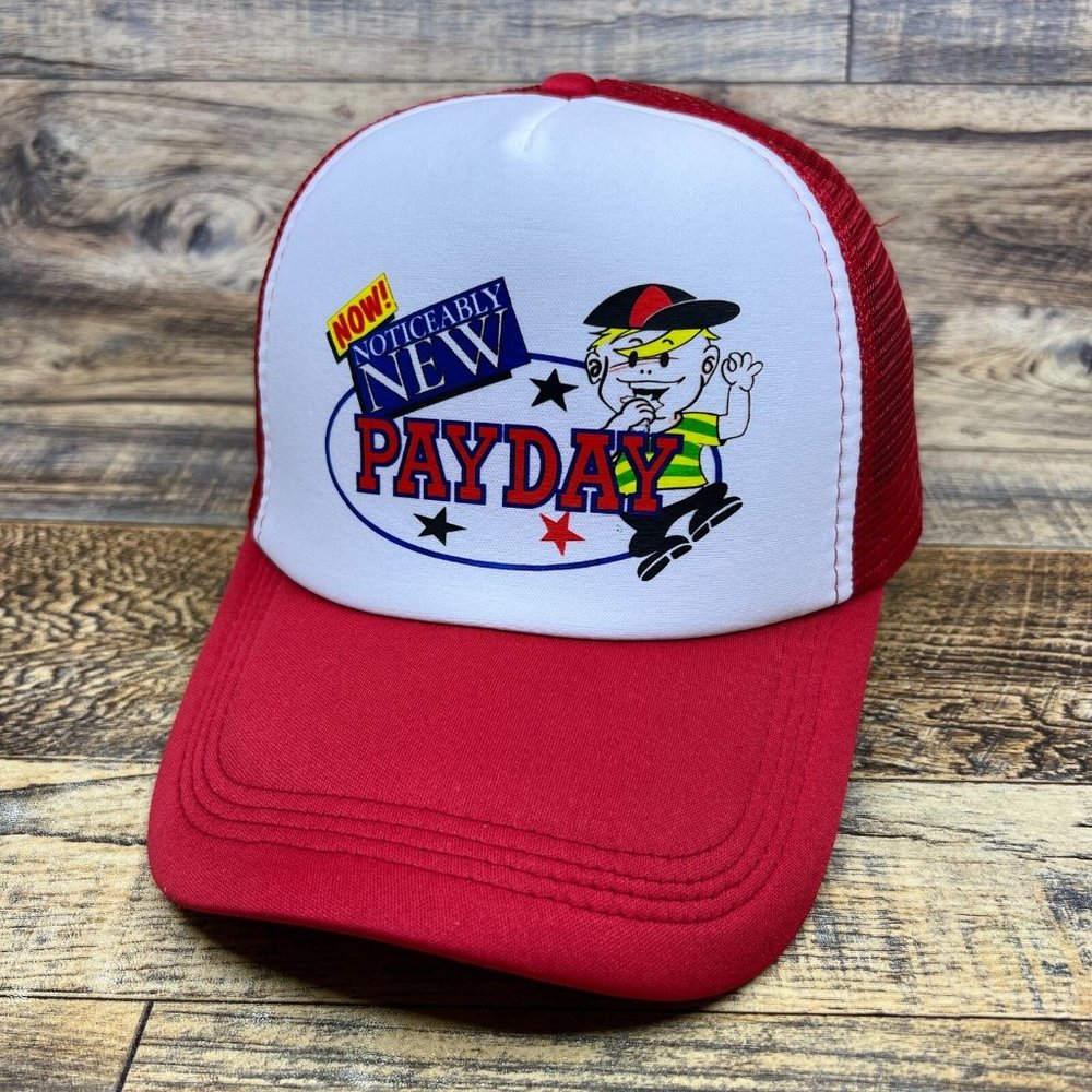 Payday Mens Trucker Hat Red Snapback 1932 Vintage Logo Throwback Candy Ball Cap